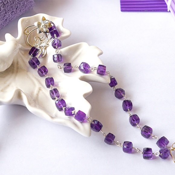 Spiritual Healing Necklace Silver 925 Amethyst 7″ - Ati Jewels